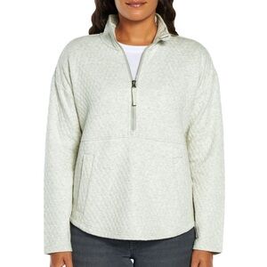 Eddie Bauer Women’s Cream Quilted 1/2 Zip-Up Sweatshirt, size XL extra large